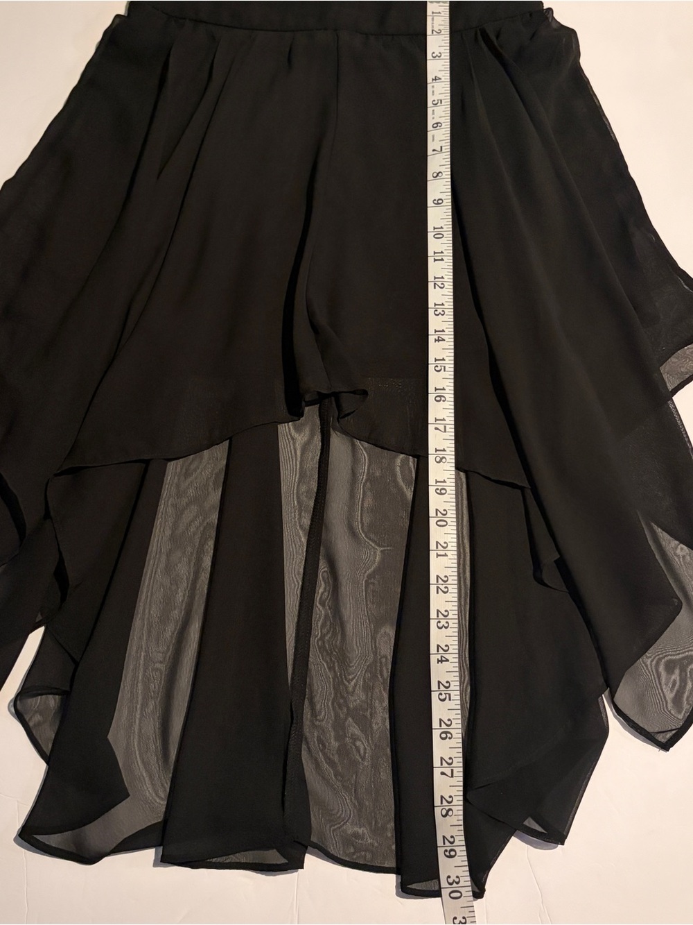 Stoosh Black Chiffon High Low Skirt Large L Handkerchief Hem Asymmetrical - Picture 11 of 11
